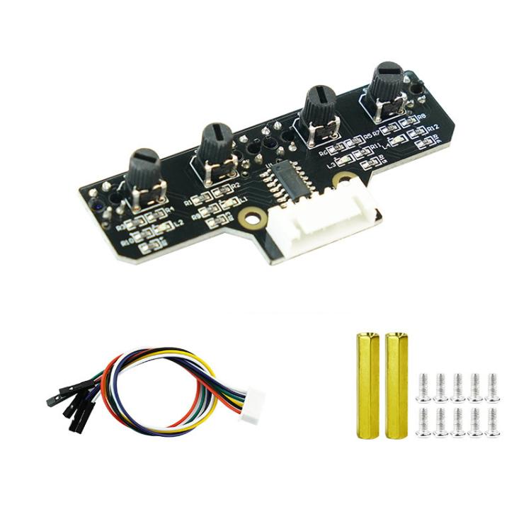 Yahboom 4 Channel Infrared Tracking Sensor Module For Smart Car Robot, Module, Module+ 6Pin Cable, With 6Pin Cable+16mm Copper Column, With 6Pin Cable+23mm Copper Column, Module+DuPont Cable, With DuPont Cable+16mm Copper Column
