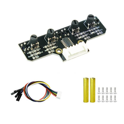 Yahboom 4 Channel Infrared Tracking Sensor Module For Smart Car Robot, Module, Module+ 6Pin Cable, With 6Pin Cable+16mm Copper Column, With 6Pin Cable+23mm Copper Column, Module+DuPont Cable, With DuPont Cable+16mm Copper Column