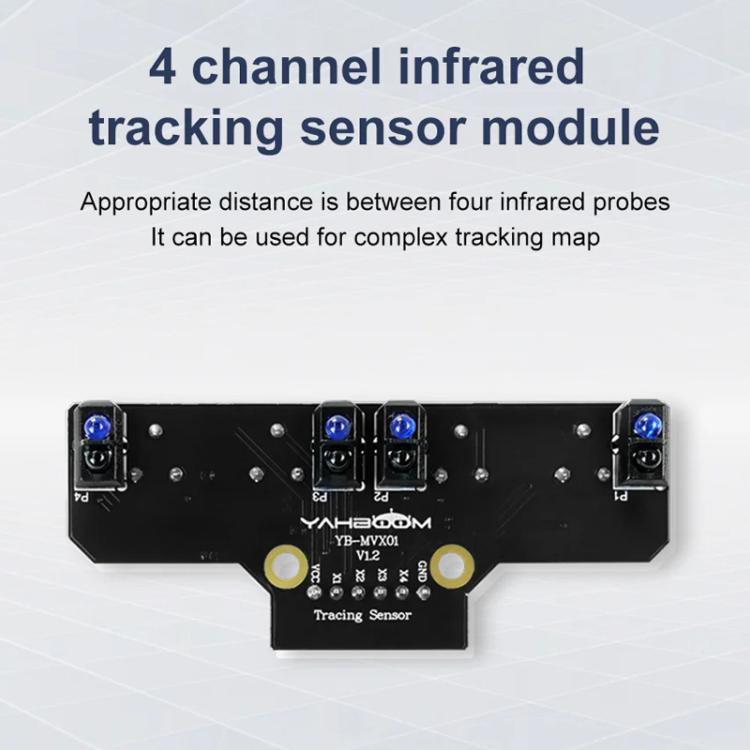 Yahboom 4 Channel Infrared Tracking Sensor Module For Smart Car Robot, Module, Module+ 6Pin Cable, With 6Pin Cable+16mm Copper Column, With 6Pin Cable+23mm Copper Column, Module+DuPont Cable, With DuPont Cable+16mm Copper Column
