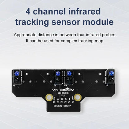 Yahboom 4 Channel Infrared Tracking Sensor Module For Smart Car Robot, Module, Module+ 6Pin Cable, With 6Pin Cable+16mm Copper Column, With 6Pin Cable+23mm Copper Column, Module+DuPont Cable, With DuPont Cable+16mm Copper Column