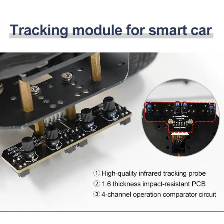 Yahboom 4 Channel Infrared Tracking Sensor Module For Smart Car Robot, Module, Module+ 6Pin Cable, With 6Pin Cable+16mm Copper Column, With 6Pin Cable+23mm Copper Column, Module+DuPont Cable, With DuPont Cable+16mm Copper Column