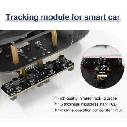 Yahboom 4 Channel Infrared Tracking Sensor Module For Smart Car Robot, Module, Module+ 6Pin Cable, With 6Pin Cable+16mm Copper Column, With 6Pin Cable+23mm Copper Column, Module+DuPont Cable, With DuPont Cable+16mm Copper Column