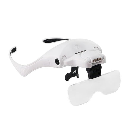 USB Charging LED Light Touch Switch Mechanical Repair Head Mounted Magnifier, 9892TSC1