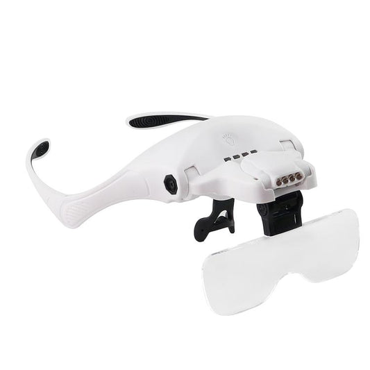 USB Charging LED Light Touch Switch Mechanical Repair Head Mounted Magnifier, 9892TSC1