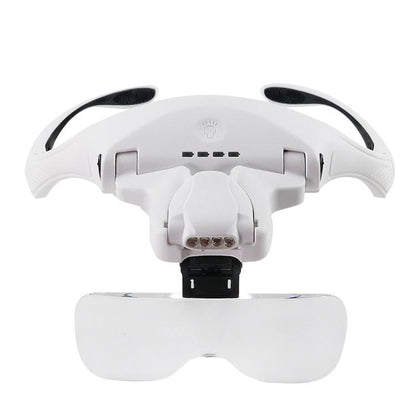 USB Charging LED Light Touch Switch Mechanical Repair Head Mounted Magnifier, 9892TSC1