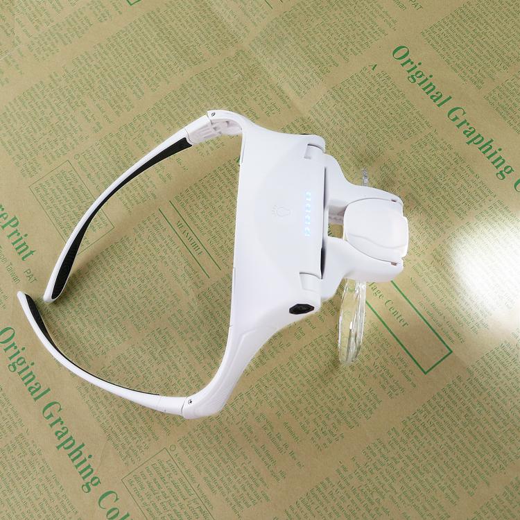 USB Charging LED Light Touch Switch Mechanical Repair Head Mounted Magnifier, 9892TSC1