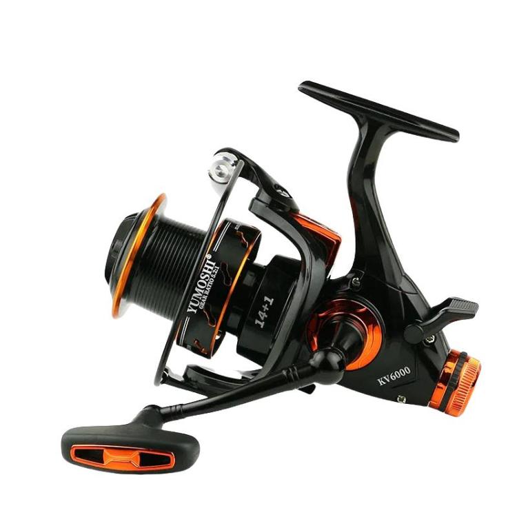 Dual Brake Long Cast Fishing Reel with Metal Spool 5.2:1 Gear Ratio, YUMOSHI KV3000, YUMOSHI KV4000, YUMOSHI KV5000, YUMOSHI KV6000