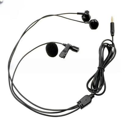 3.5mm TRRS Lapel Microphone With Earphone Stereo Live Monitoring Headphones, 1.2m, 1.5m, 2m