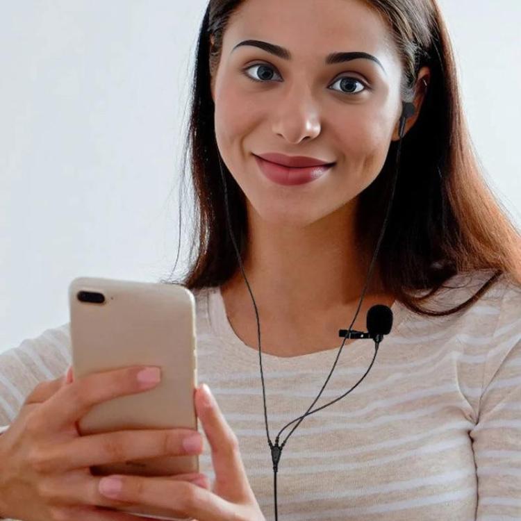 3.5mm TRRS Lapel Microphone With Earphone Stereo Live Monitoring Headphones, 1.2m, 1.5m, 2m