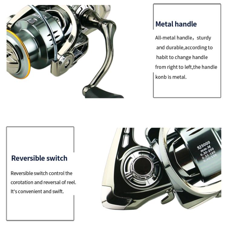 Seamless Saltwater Spinning Fishing Reel Full Metal Spool 5.2:1 Gear Ratio, YUMOSHI SJ2000, YUMOSHI SJ3000, YUMOSHI SJ4000, YUMOSHI SJ5000, YUMOSHI SJ6000, YUMOSHI SJ7000