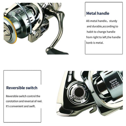 Seamless Saltwater Spinning Fishing Reel Full Metal Spool 5.2:1 Gear Ratio, YUMOSHI SJ2000, YUMOSHI SJ3000, YUMOSHI SJ4000, YUMOSHI SJ5000, YUMOSHI SJ6000, YUMOSHI SJ7000