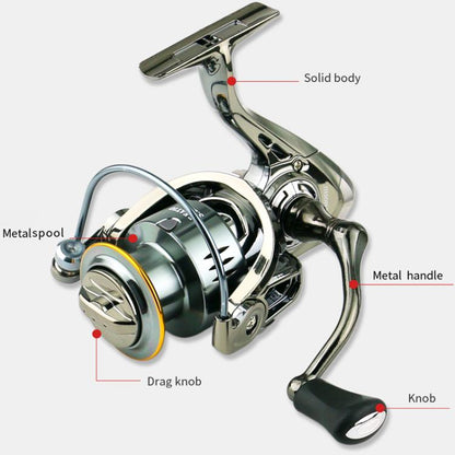Seamless Saltwater Spinning Fishing Reel Full Metal Spool 5.2:1 Gear Ratio, YUMOSHI SJ2000, YUMOSHI SJ3000, YUMOSHI SJ4000, YUMOSHI SJ5000, YUMOSHI SJ6000, YUMOSHI SJ7000