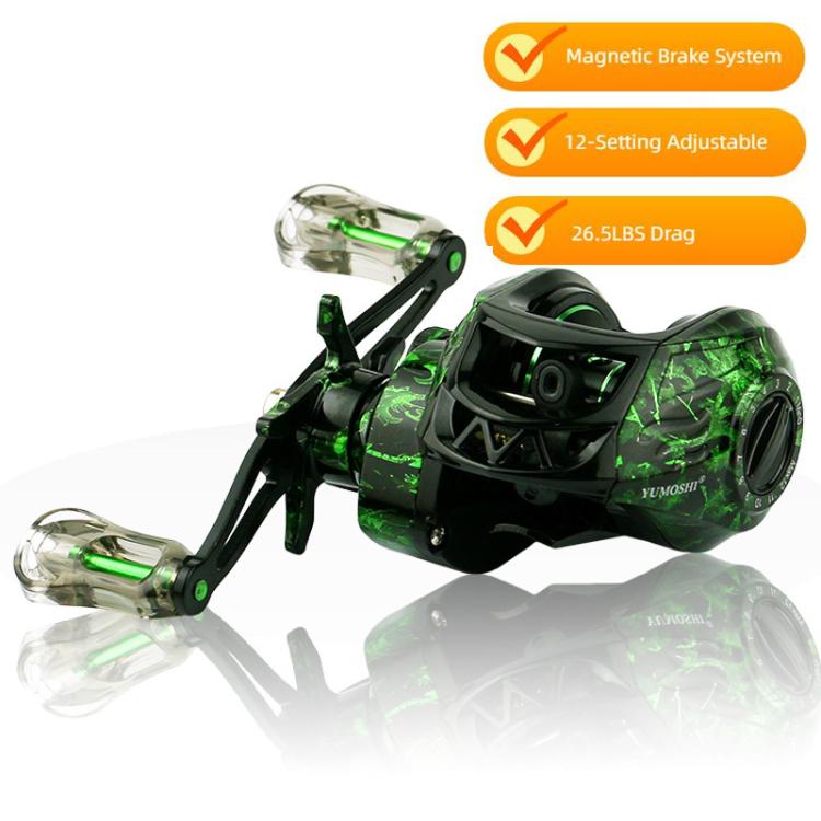 Baitcasting Fishing Reel 6.3:1 Gear Ratio With Magnetic Brake System, 12-Setting Adjustable, YUMOSH EQC201 Left Hand, YUMOSH EQC200 Right Hand