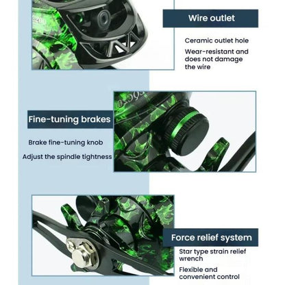 Baitcasting Fishing Reel 6.3:1 Gear Ratio With Magnetic Brake System, 12-Setting Adjustable, YUMOSH EQC201 Left Hand, YUMOSH EQC200 Right Hand