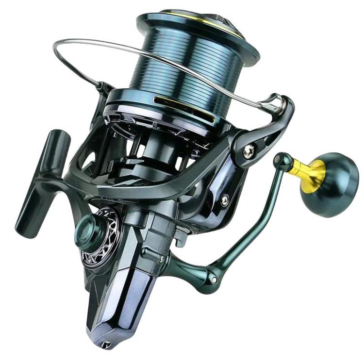 Guide Rod Structure All-Metal Spinning Reel Zero Backlash 4.7:1 Gear Ratio, Screw-In Handle for Surf Casting & Anchoring, YUMOSHI TC9000, YUMOSHI TC10000, YUMOSHI TC12000, YUMOSHI TC14000