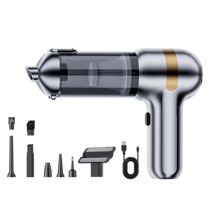 SUITU ST-6665 Pro Car Wireless Vacuum Cleaner High Power Portable Mini Handheld Blower Vacuum Cleaner, Silver Gold, With Bag Silver Gold