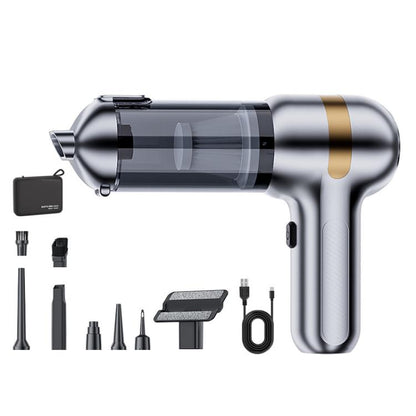 SUITU ST-6665 Pro Car Wireless Vacuum Cleaner High Power Portable Mini Handheld Blower Vacuum Cleaner, Silver Gold, With Bag Silver Gold