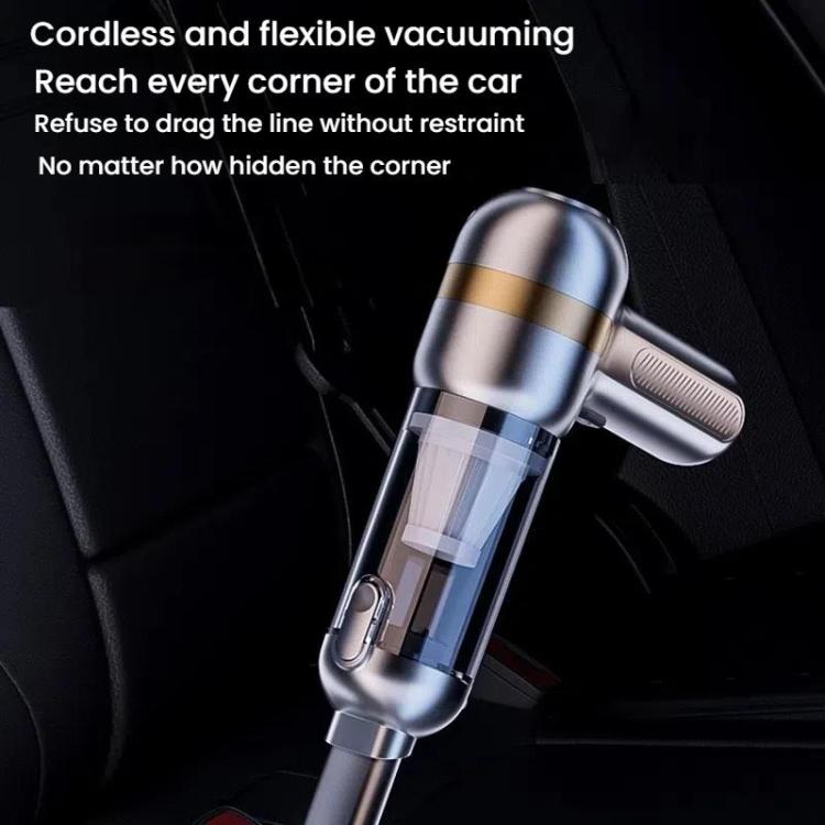 SUITU ST-6665 Pro Car Wireless Vacuum Cleaner High Power Portable Mini Handheld Blower Vacuum Cleaner, Silver Gold, With Bag Silver Gold