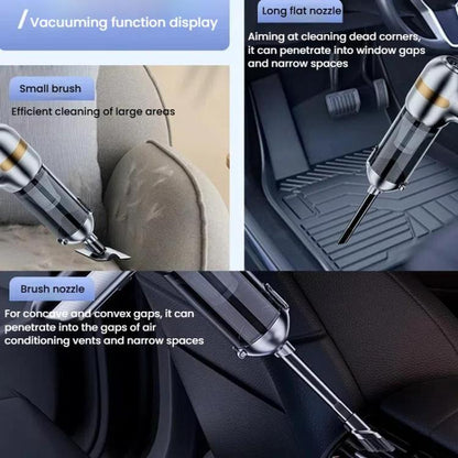 SUITU ST-6665 Pro Car Wireless Vacuum Cleaner High Power Portable Mini Handheld Blower Vacuum Cleaner, Silver Gold, With Bag Silver Gold