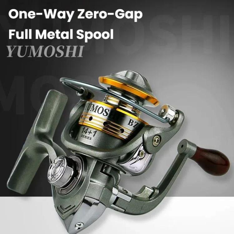 Zero-Gap Mini Spinning Reel for Rock/Ice/Raft/Lure Fishing, 5.2:1 Gear Ratio, YUMOSHI BZ500, YUMOSHI BZ800