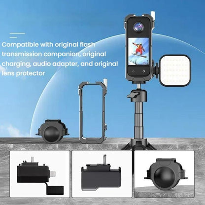 For Insta360 X3 HEPAIL AC62 Metal Rabbit Cage Magnetic Suction Horizontal Vertical Protective Frame, AC62