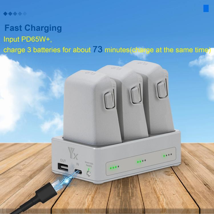 For DJI Flip YX 3-Way Charger Bidirectional Battery Management System, 3-Way LED Indicator