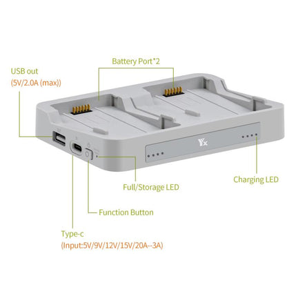 For DJI Flip YX Parallel Charger Hub Bidirectional Battery Management System, 2-way Parallel