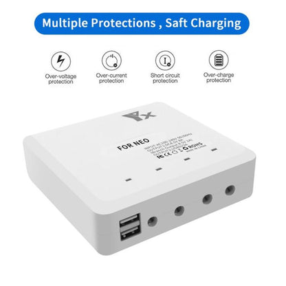 For DJI Neo Drone YX 4-port Battery Charger Charging Hub, US Plug, EU Plug, UK Plug, AU Plug