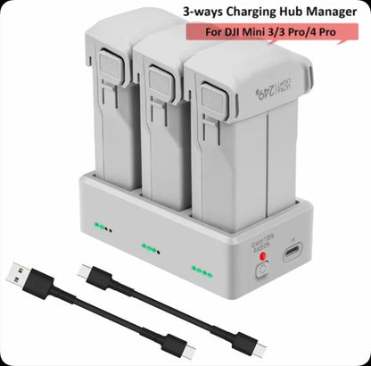 YX 3-Way Battery Charger For DJI Mini 4 Pro/Mini 3/Mini 3 Pro Charging Hub, 35W US Plug, 35W EU Plug, Without Pulg