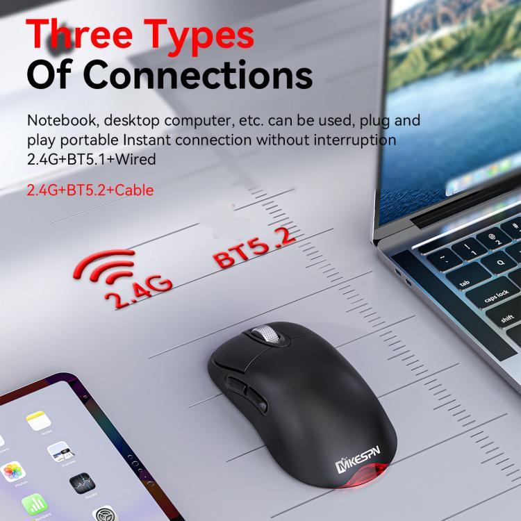 Tri-Mode Wireless Gaming Mouse 24000 DPI, 6 RGB Lighting Modes, Rechargeable, Macro Programmable, Black, White, Pink, Wireless Charging Black, Wireless Charging White, Wireless Charging Pink