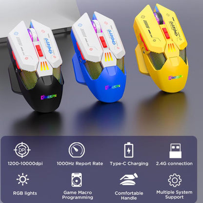 MKESPN Wired + 2.4G Dual Mode Gaming Mouse 10000 DPI Type-C Fast Charging RGB Light, Programmable Macros Mouse
