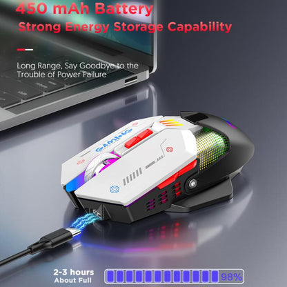 MKESPN Wired + 2.4G Dual Mode Gaming Mouse 10000 DPI Type-C Fast Charging RGB Light, Programmable Macros Mouse