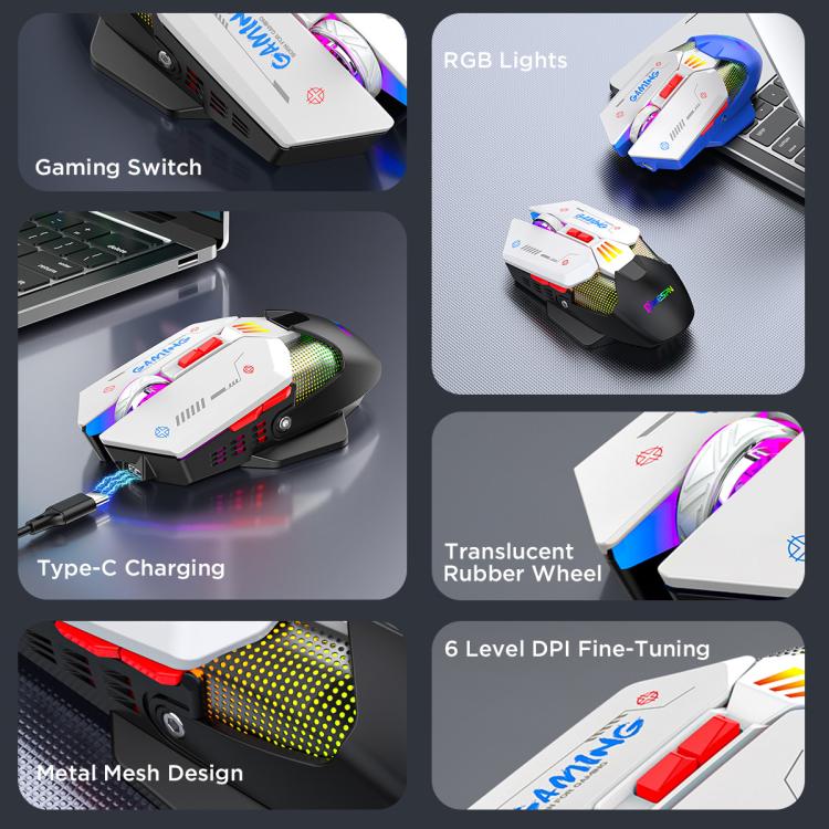 MKESPN Wired + 2.4G Dual Mode Gaming Mouse 10000 DPI Type-C Fast Charging RGB Light, Programmable Macros Mouse