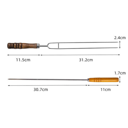 NOBANA Outdoor BBQ Grilling Fork Portable Stainless Steel Wooden Handle Grilling Skewer With Storage Bag, 7pcs /Set White, 7pcs /Set Black, 10pcs /Set White, 10pcs /Set Black