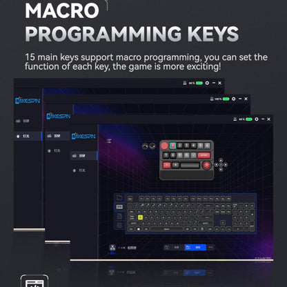 15-Key Wireless Tri-Mode Mechanical Gaming Keyboard Hot-Swappable, RGB Backlit, Macro Programmable, W909 Black Red, W909 White, W909 Black Yellow