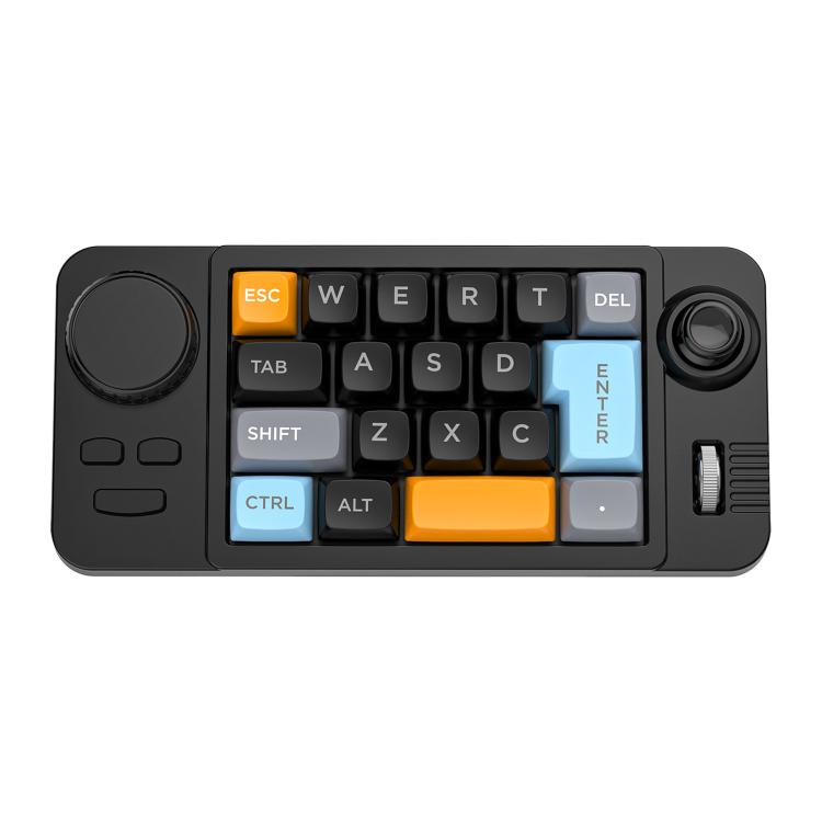 MKESPN  19-Key USB-C Wired Gaming Keyboard Macro Programmable Hot-Swappable Design with Control Knob & Joystick Scroll Wheel, K811  Black