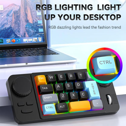 MKESPN  19-Key USB-C Wired Gaming Keyboard Macro Programmable Hot-Swappable Design with Control Knob & Joystick Scroll Wheel, K811  Black