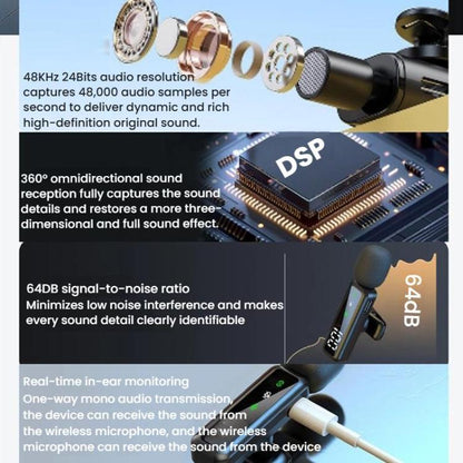 Live Noise Reduction Video Shooting Mini Mobile Phone Microphone Digital Wireless Lapel Microphone, H68 3 In 1 Single Mic, H68 3 In 1 Dual Mic, H67 Type-C Single Mic, H67 Type-C Dual Mic, H67 8 Pin Single Mic, H67 8 Pin Dual Mic