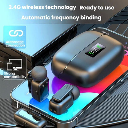 Dual Microphone Mini Wireless Finger Clip Microphone Mobile Phone Live Noise Reduction Bluetooth Microphone, Type-C, 8 Pin