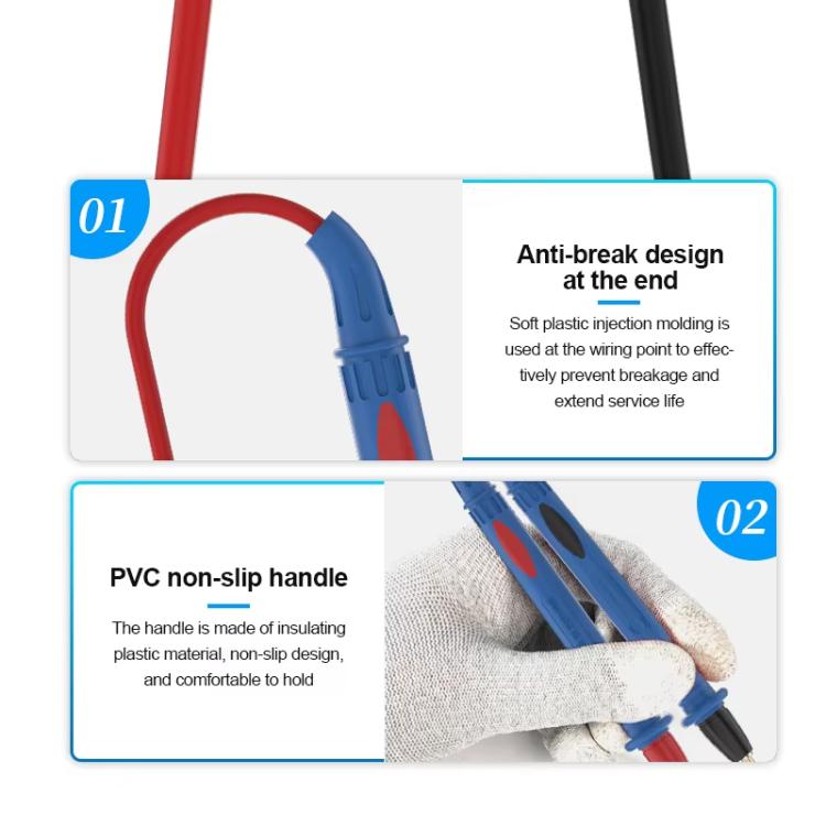 Replaceable Stainless Steel Probe Tips Soft Silicone Multimeter Probe Tips, SS-024B