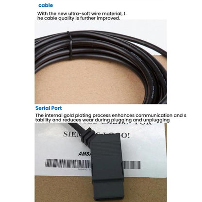 AMSAMOTION For Siemens LOGO PLC Programming Cable, USB-Cable  Driver Required, PC-Cable Driver Required, USB-Cable Driver-free