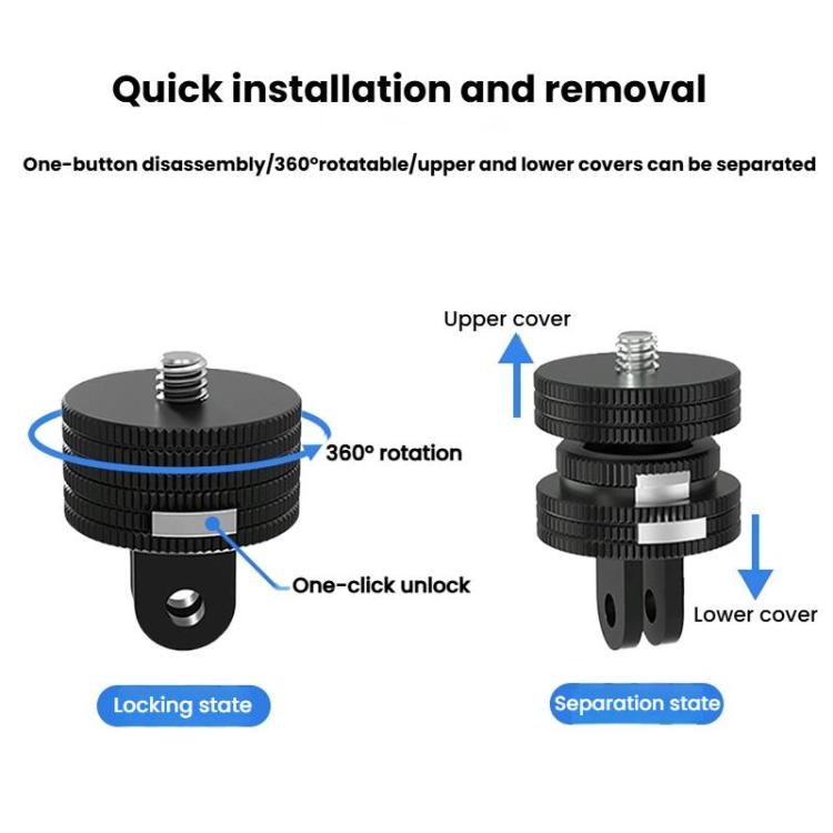 Action Camera Quick Release Adapter Tripod Accessories, TFSM100 1/4 Male To Female, TFSM101 1/4 Female To Female, TFSM102 1/4 Male To 2-page Card Slot, TFSM103 1/4 Female To 2-page Card Slot, TFSM104 1/4 Male To 3-page Card Slot...