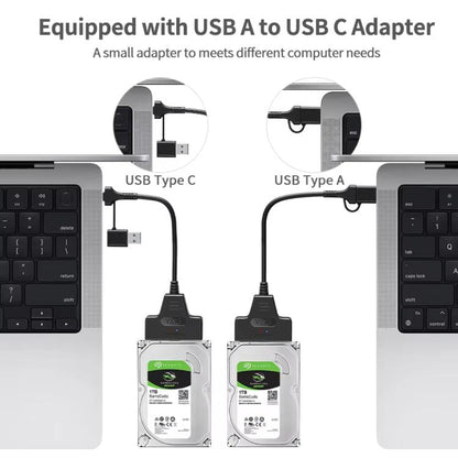 USB 3.0/USB-C to SATA 22-Pin Adapter Cable for 2.5-inch Laptop HDD/SSD, 25cm