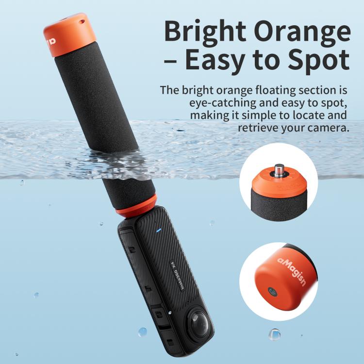 aMagisn Universal Floating Hand Grip for Action Cameras with Triple Claw & 1/4-inch Screw Mount