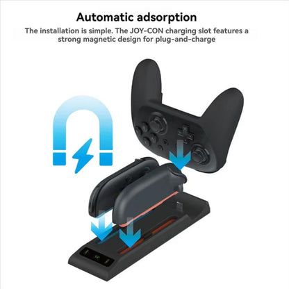 For Nintendo Switch 2 Pro & Joy-Con Controllers 3-in-1 Charging Dock with LED Indicators
