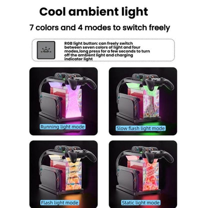 For Nintendo Switch 2 Joy-Con Multi-Functional Holder Charging Station with RGB Lights 25 Game Card Storage, HS-2806