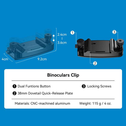 APEXEL BinoClamp Pro Quick-Release Binocular Mount Kit 360-degree Swivel Aluminum Binocular Holder, APL-F007
