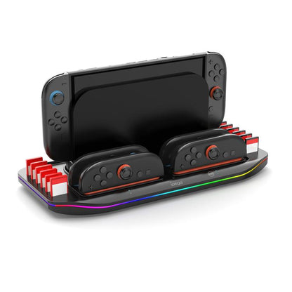 For Nintendo Switch 2 ipega PG-SW2210 Console Joy-Con Controllers Charging Dock, 4 Charging Ports+Touch Control Lighting Effects+12 Game Card Slots, PG-SW2210