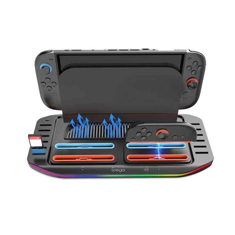 For Nintendo Switch 2 ipega PG-SW2210 Console Joy-Con Controllers Charging Dock, 4 Charging Ports+Touch Control Lighting Effects+12 Game Card Slots, PG-SW2210