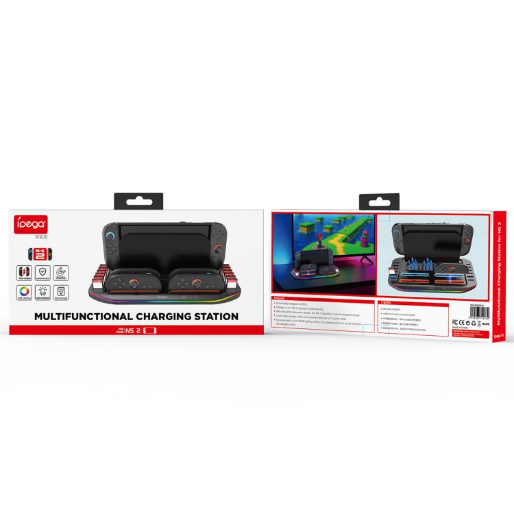 For Nintendo Switch 2 ipega PG-SW2210 Console Joy-Con Controllers Charging Dock, 4 Charging Ports+Touch Control Lighting Effects+12 Game Card Slots, PG-SW2210